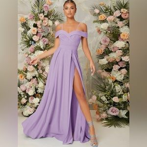 SHEIN Belle Cold Shoulder Split Thigh Dress